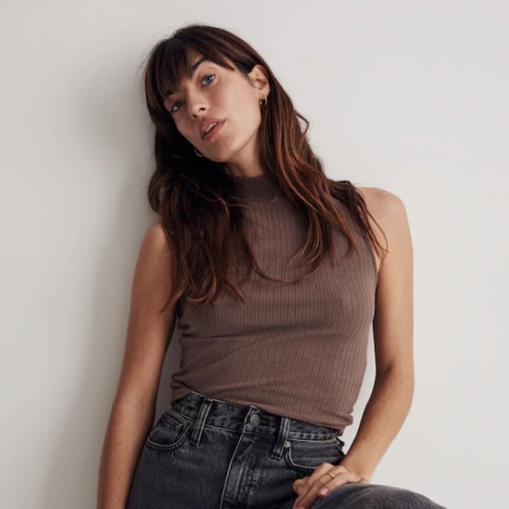 Madewell Ribbed Sleeveless Turtleneck Top